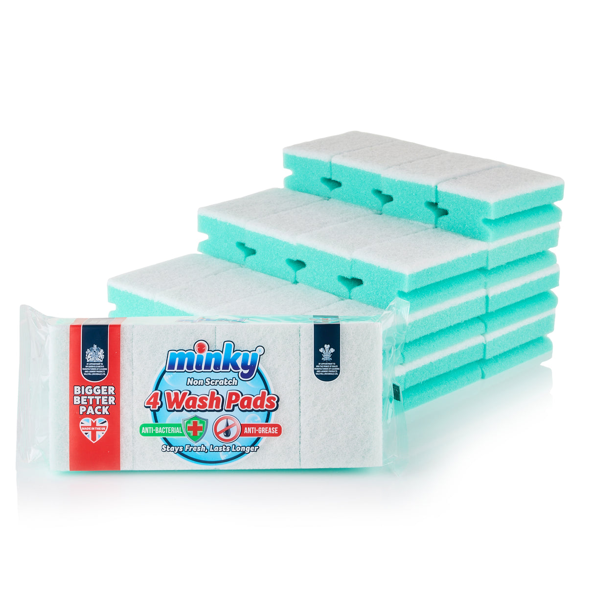 Minky Sponge Scourers 40 pack, Anti-Bacterial and Anti-Grease, Non Scratch, Wash Pads
