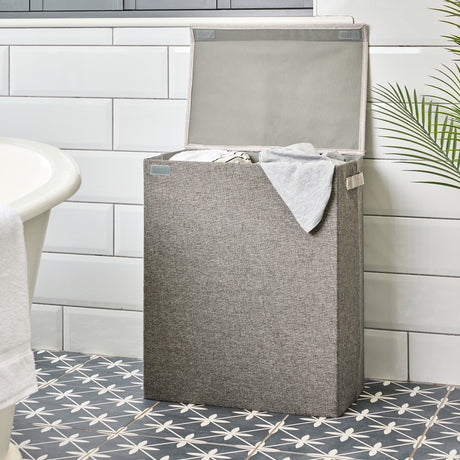Minky Fabric Laundry Basket - 92L Large Washing Basket