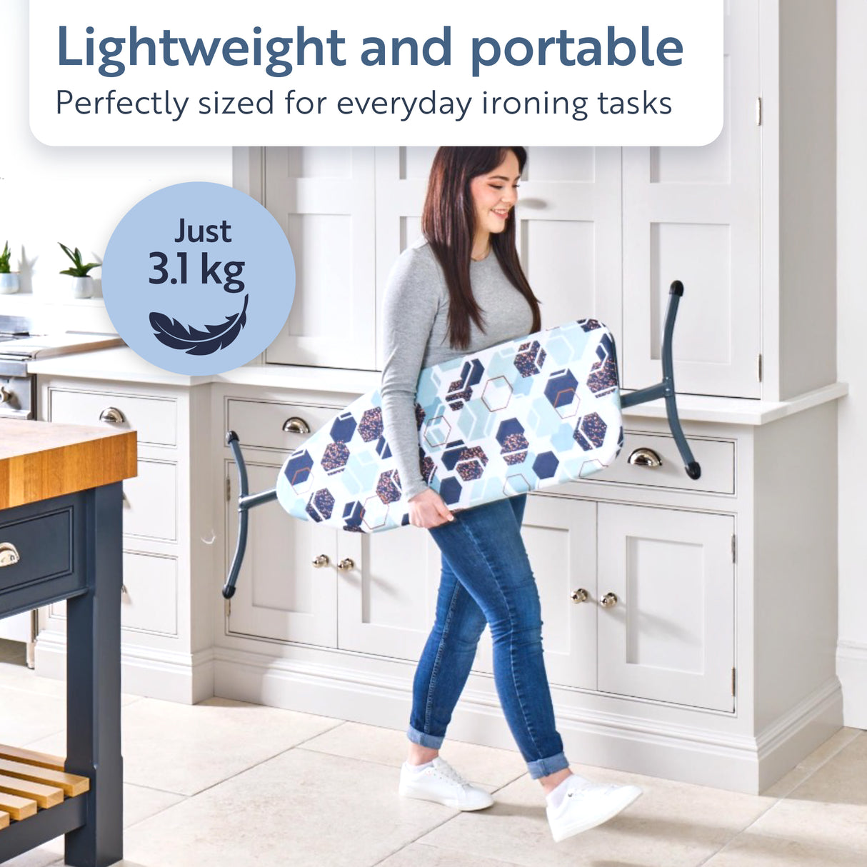 Minky Ironing Board - Xpress, Compact Ironing Board Cover Included 97 x 33cm