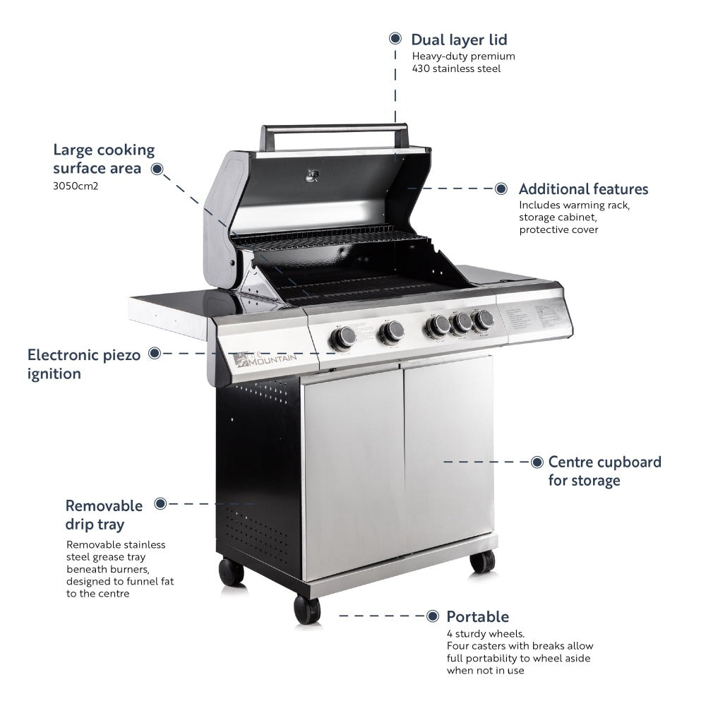 Premier Plus 4 Burner Gas BBQ Fire Mountain