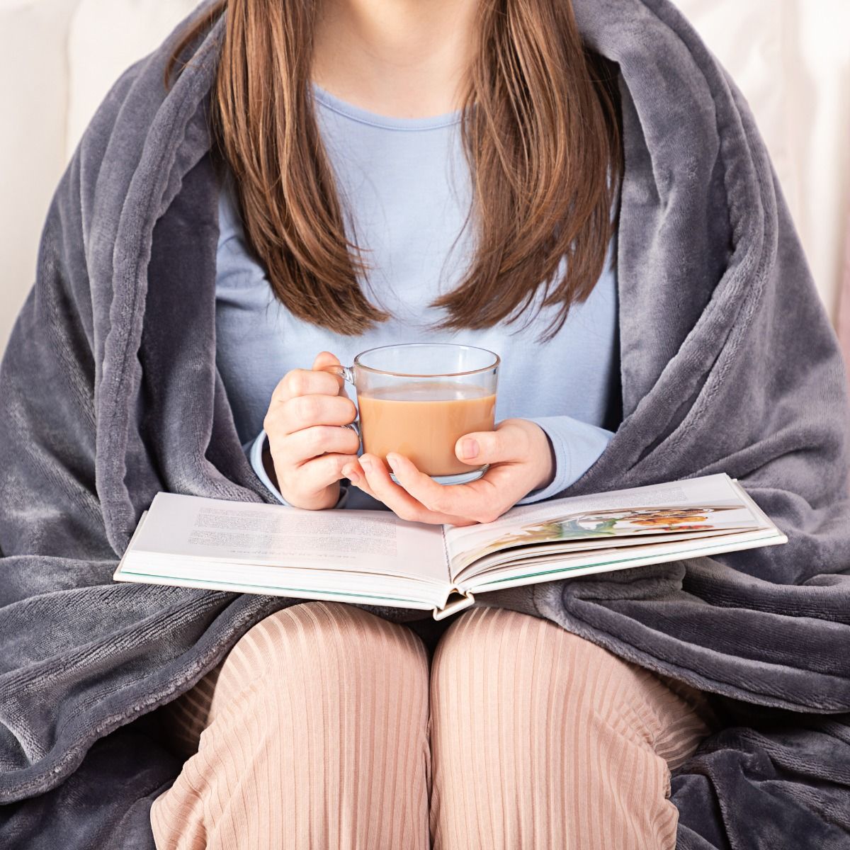 Minky Luxury Heated Throw Blanket - Large, Grey