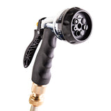 Alfresia 15m Garden Hose Reel, Wall Mounted Hose Reel with Spray Gun & Brass Attachments