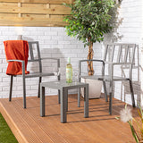 Alfresia Garden Bistro Set 2 Chairs & Square Table - Aluminium