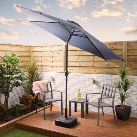 Alfresia 2.7m Garden Parasol, Garden Umbrella with Easy Push Button Control & Tilt Function