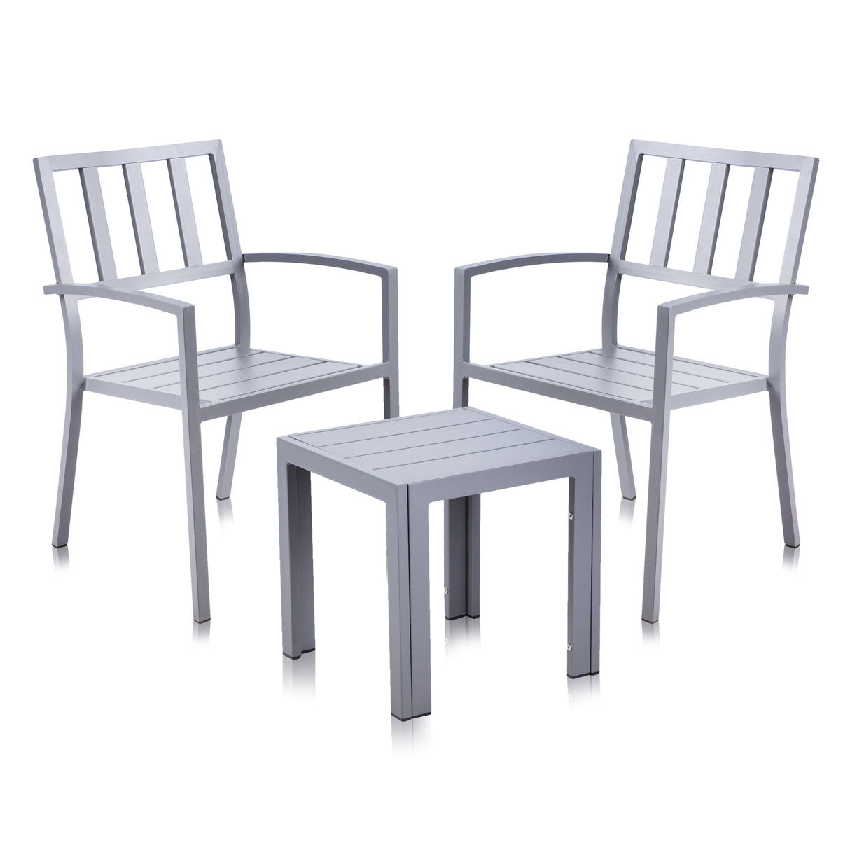 Alfresia Garden Bistro Set 2 Chairs & Square Table - Aluminium