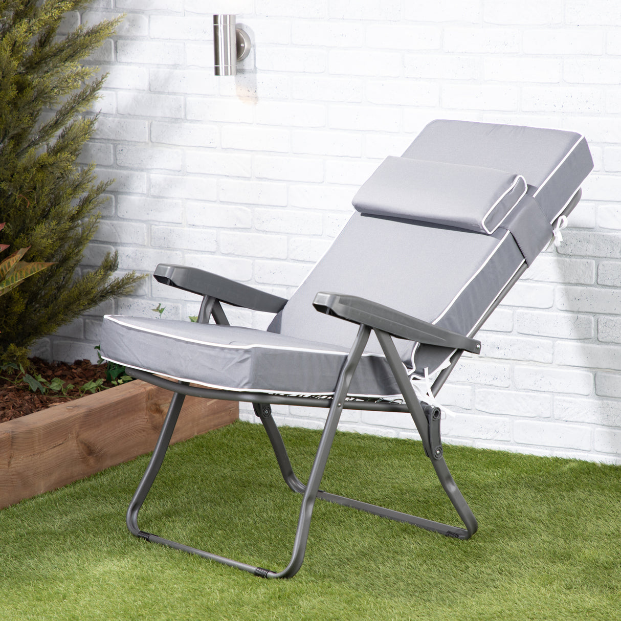 Alfresia Reclining Garden Chair – Charcoal Frame with Luxury Cushion