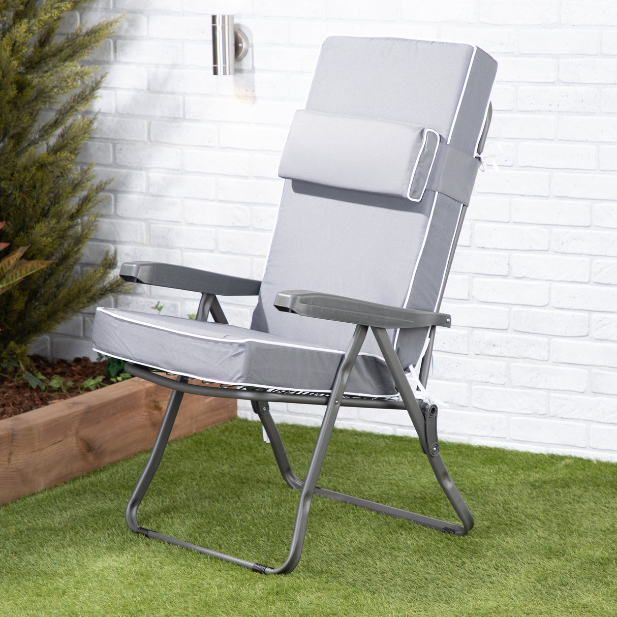 Alfresia Reclining Garden Chair – Charcoal Frame with Luxury Cushion