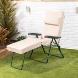 Alfresia Garden Sun Lounger and Cushion - Green Frame with Luxury Cushion