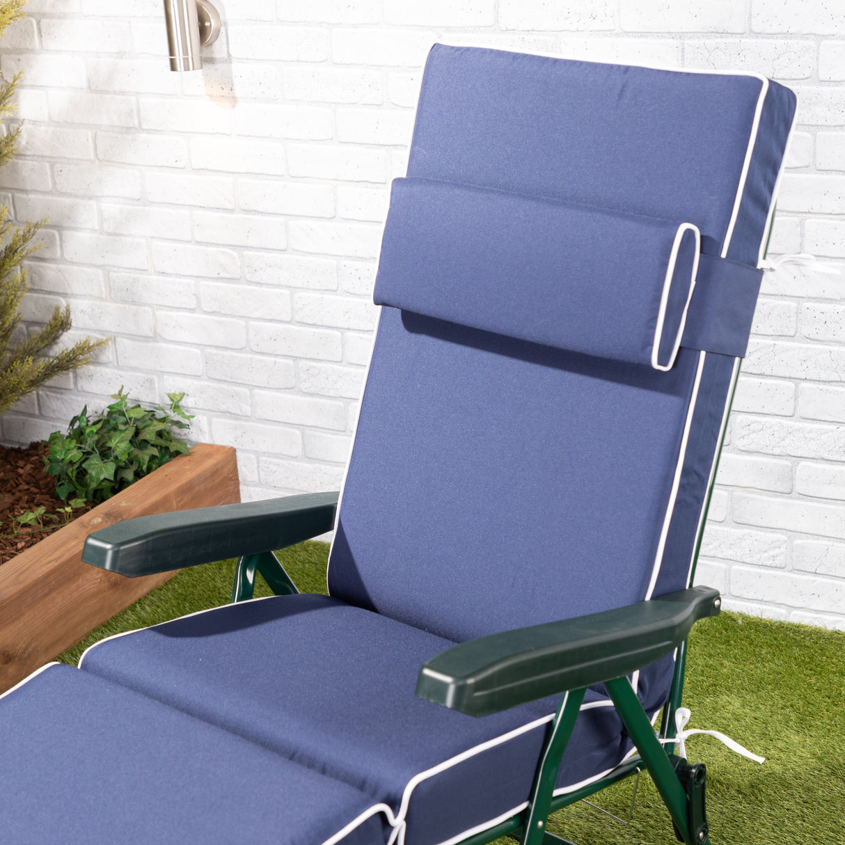 Alfresia Garden Sun Lounger and Cushion - Green Frame with Luxury Cushion