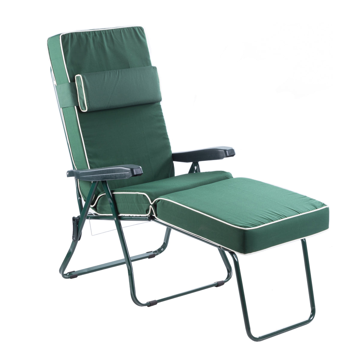 Alfresia Garden Sun Lounger and Cushion - Green Frame with Luxury Cushion