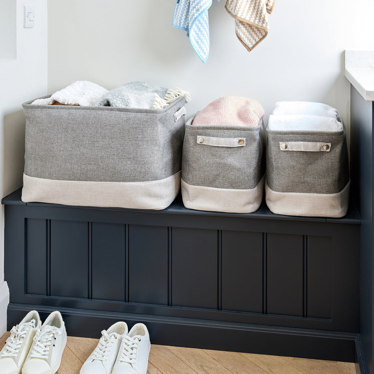 Minky Laundry Basket Set - Set of 3 Collapsible Laundry Baskets