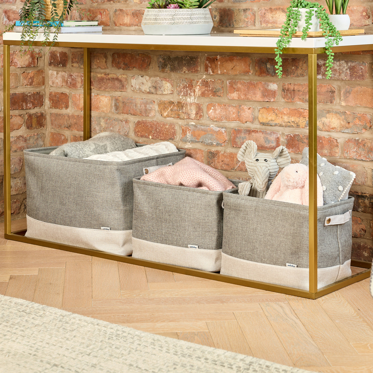 Minky Laundry Basket Set - Set of 3 Collapsible Laundry Baskets