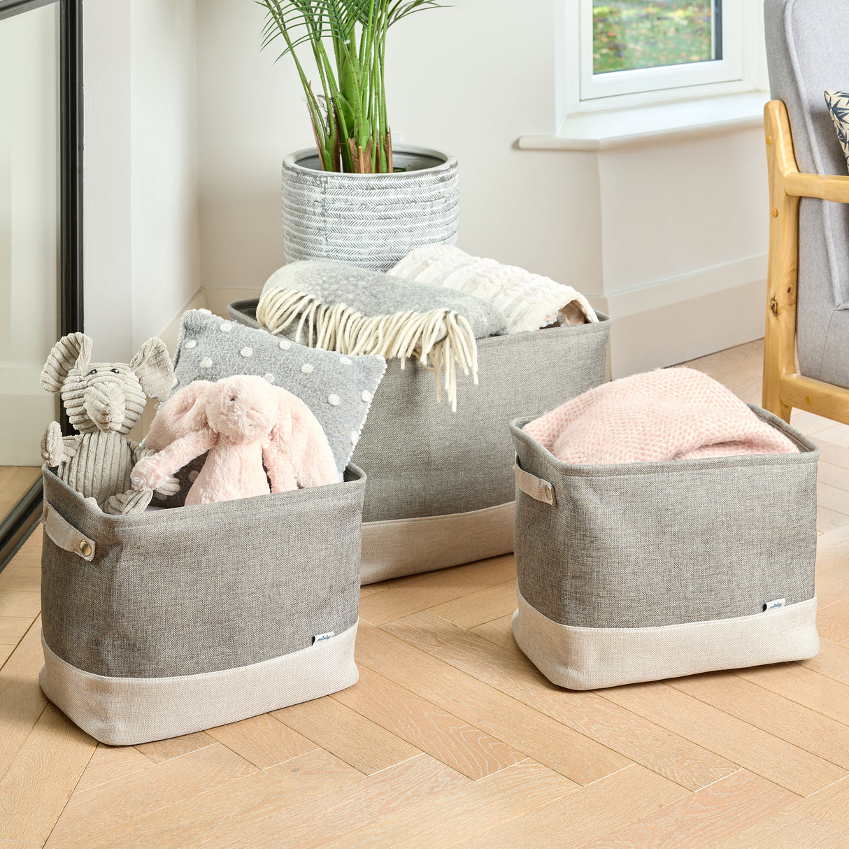 Minky Laundry Basket Set - Set of 3 Collapsible Laundry Baskets