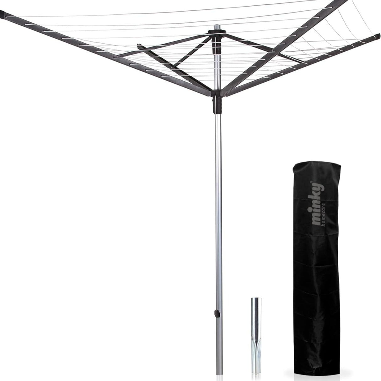 Minky Rotary Airer, 60m 4 Arm Airer with Cover and Soil Spike