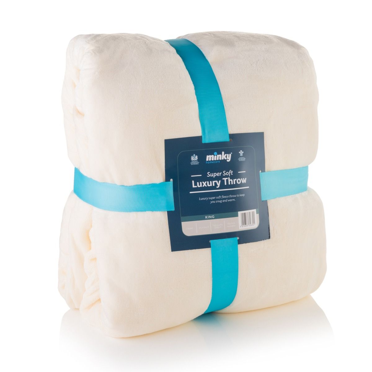 Minky Luxury Throw – King Size Blanket, Cream