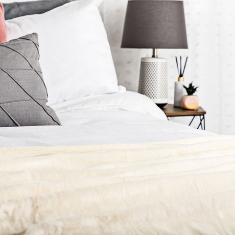 Minky Luxury Throw – King Size Blanket, Cream