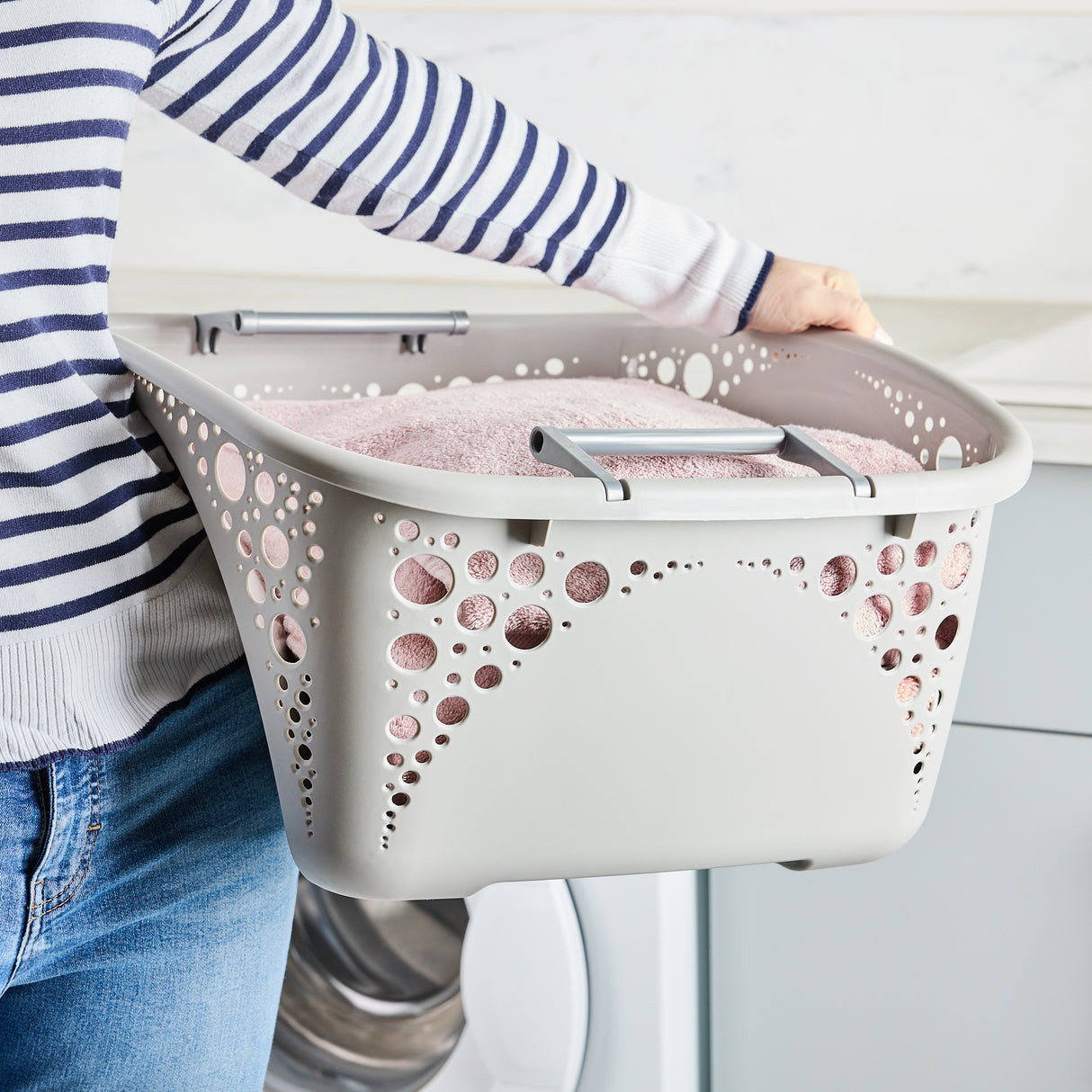 Minky Laundry Basket - 40L Washing Basket with Folding Handles
