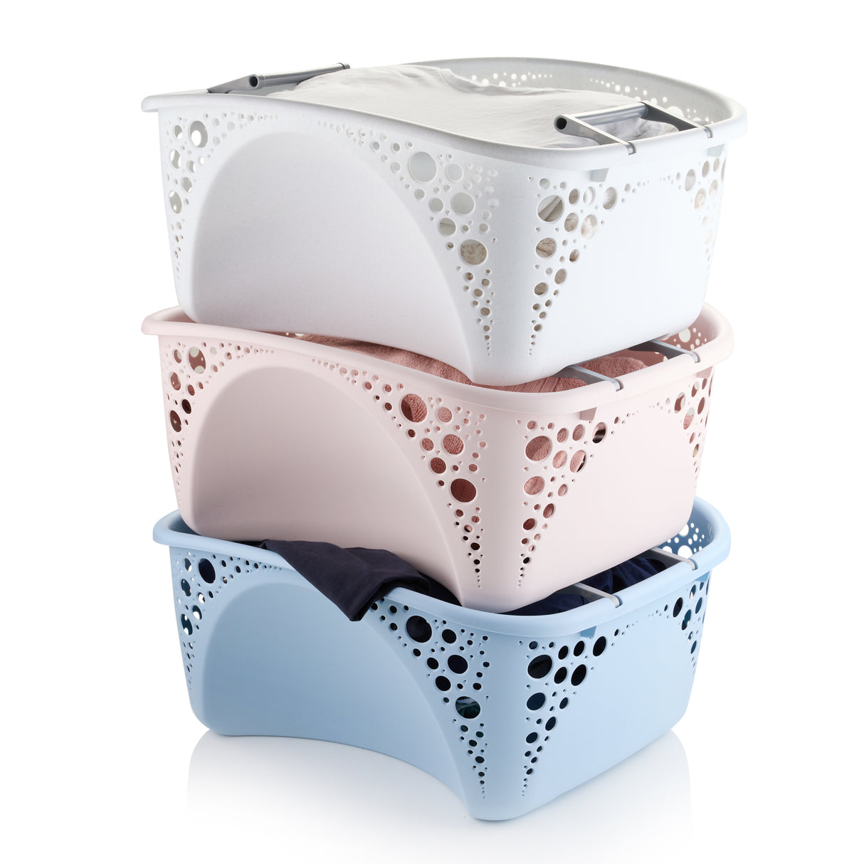 Minky Laundry Basket - 40L Washing Basket with Folding Handles