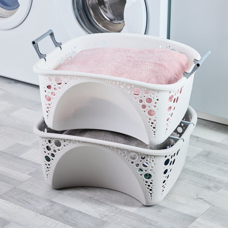 Minky Laundry Basket - 40L Washing Basket with Folding Handles