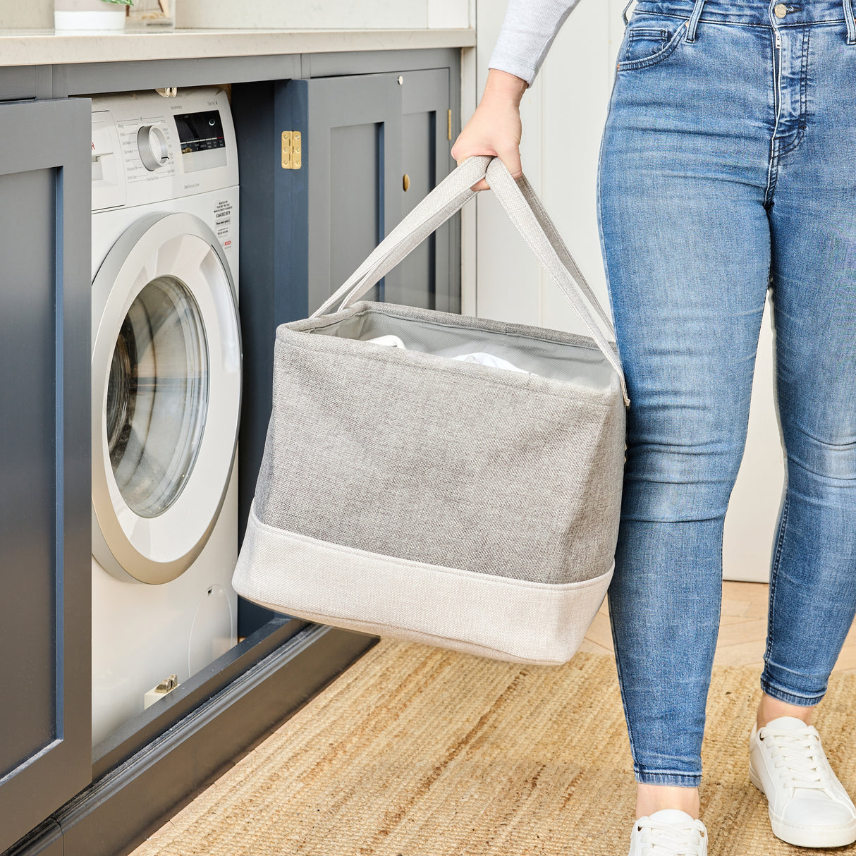 Minky Collapsible Fabric Laundry Bag - Handled Water Resistant Washing Basket