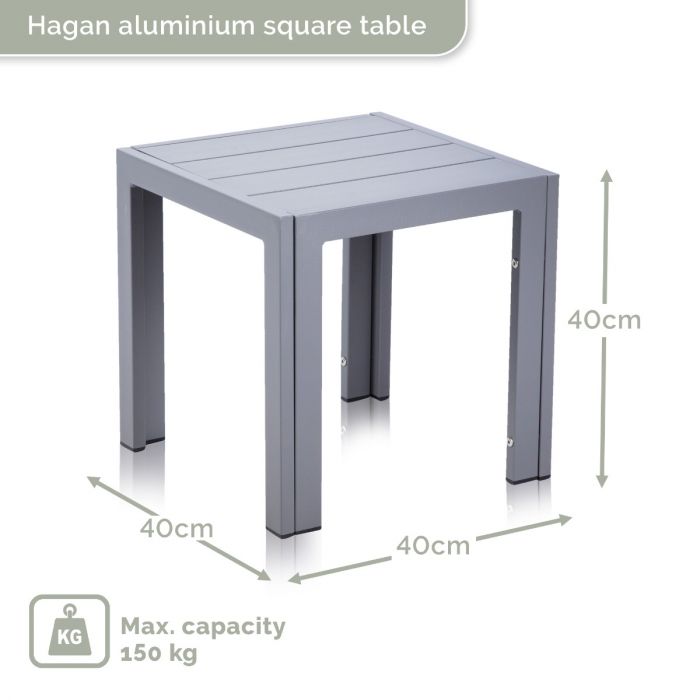Alfresia Garden Bistro Set 2 Chairs & Square Table - Aluminium